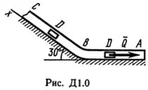 Решение Д1-02 (Рисунок Д1.0 условие 2 С.М. Тарг 1989 г)