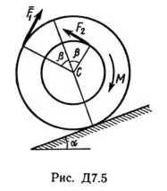 Решение Д7-54 (Рисунок Д7.5 условие 4 С.М. Тарг 1989 г)