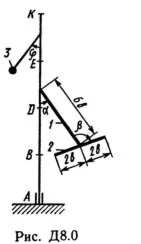 Решение Д8-07 (Рисунок Д8.0 условие 7 С.М. Тарг 1989 г)
