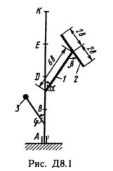 Решение Д8-16 (Рисунок Д8.1 условие 6 С.М. Тарг 1989 г)