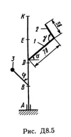 Решение Д8-58 (Рисунок Д8.5 условие 8 С.М. Тарг 1989 г)