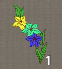 Набор из 5 машинных вышивок ЦВЕТЫ