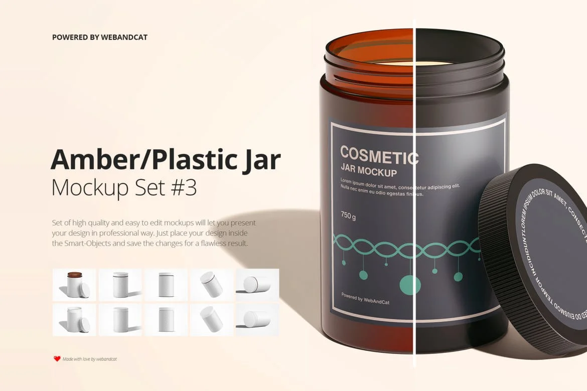 Amber / Plastic Jar Mockup Set 3
