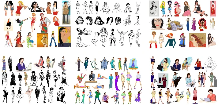 vector clipart girls. women, girls in vector