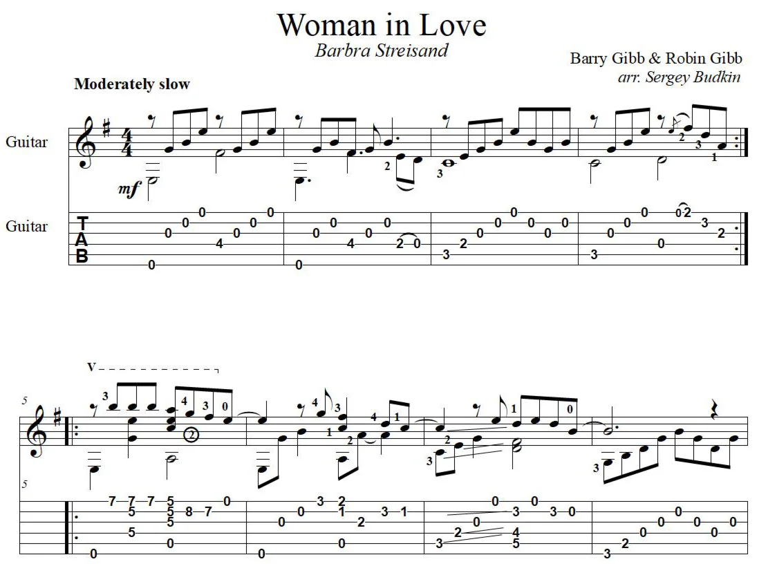 Woman in Love (Барбра Стрейзанд) - для гитары