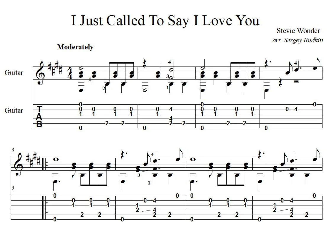 I Just Called to Say I Love You(Stevie Wonder) - guitar
