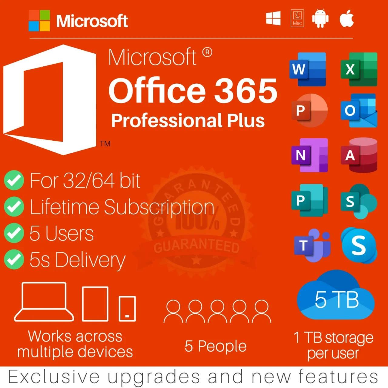Office 365 2019 LIFETIME Account Sub 5 Users PC/Mac