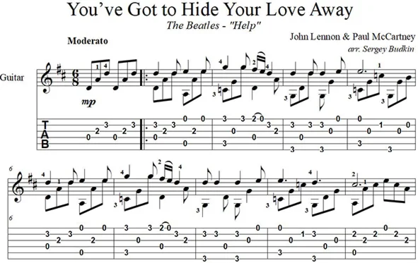 You've Got To Hide Your Love Away (The Beatles) guitar