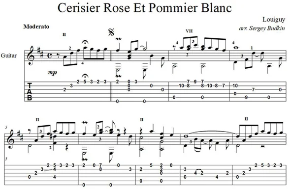 Cerisier rose et pommier blanc (Louiguy) guitar cover
