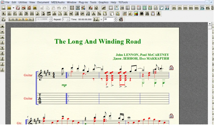 THE LONG AND WINDING ROAD by The Beatles for 6-string g