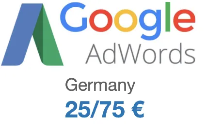 Купон Google Adwords (гугл адвордс) 75€ для ГЕРМАНИИ