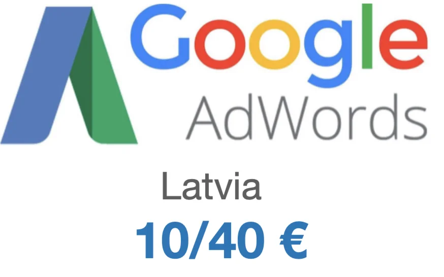 Промокод купон Google AdWords Адвордс на 10/40€. ЛАТВИЯ