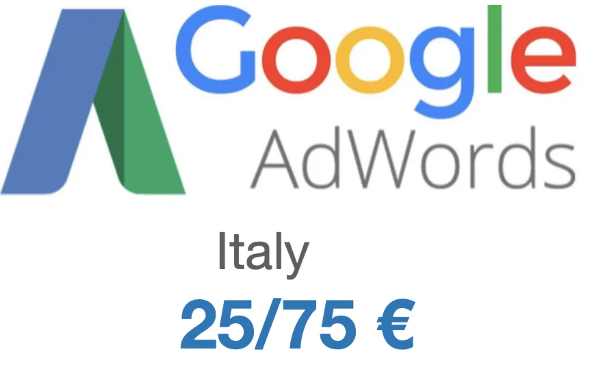 Купон, промокод Google Ads (Adwords) 75€/25€ Италия