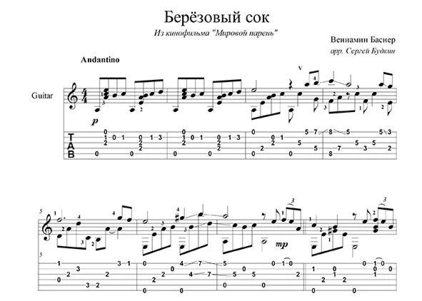 Birch sap (Pesnyary) - guitar cover