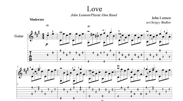 Love (Джон Леннон) - для гитары