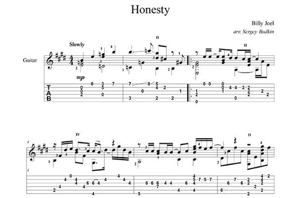 Honesty (Билли Джоэл) - для гитары