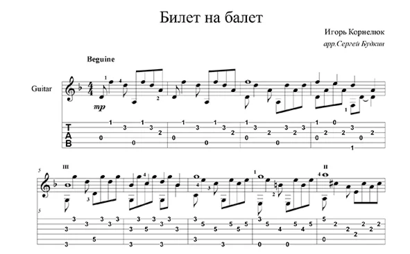 Ballet ticket (Igor Kornelyuk) guitar cover