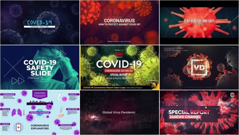 18 Проектов на тему COVID-19 | AfterEffects коронавируc