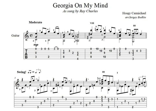 Georgia On My Mind (Ray Charles) guitar cover