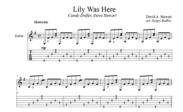 Lily Was Here (David Stewart) guitar cover