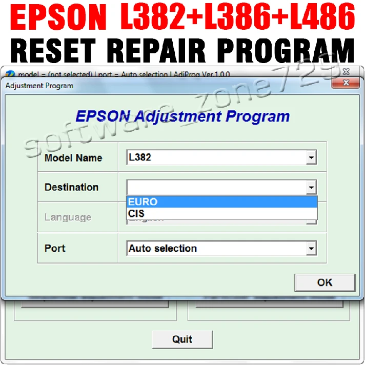 RESET EPSON L382 L386 L486 (EURO VERSION) ♕