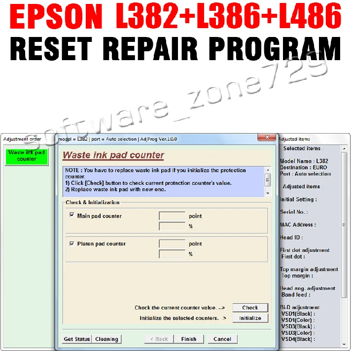 RESET EPSON L382 L386 L486 (EURO VERSION) ♕