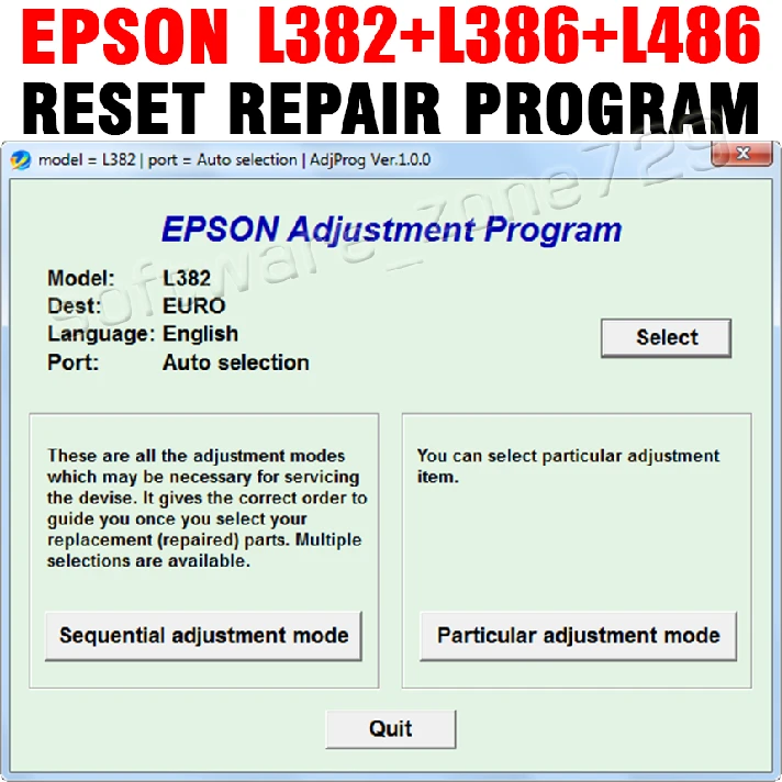 RESET EPSON L382 L386 L486 (EURO VERSION) ♕