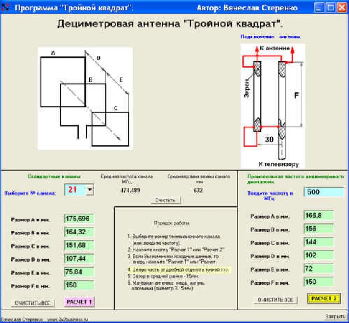 Program. Antennas "Triple square".