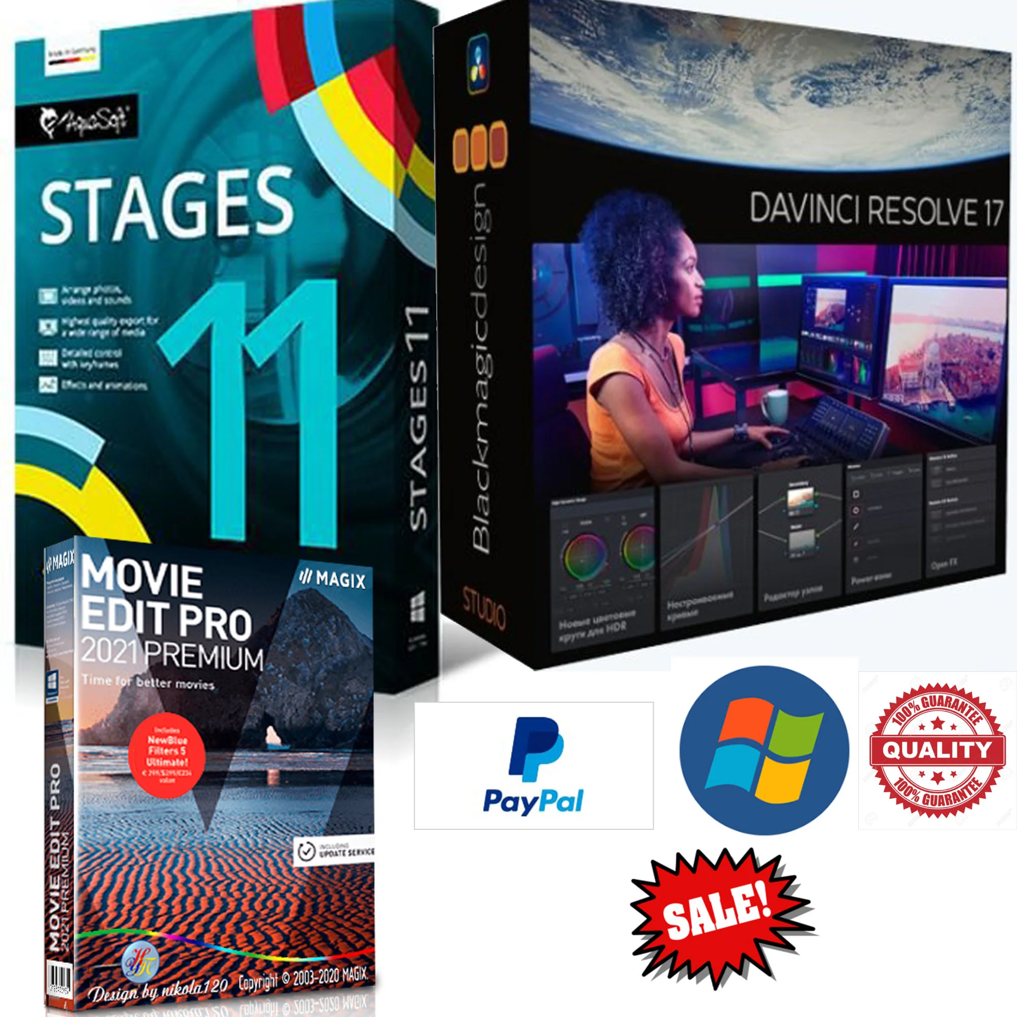 Blackmagic DaVinci ResolveStudio, AquaSoft, Movie Edit