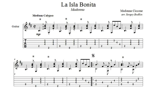 La Isla Bonita (Madonna) guitar cover