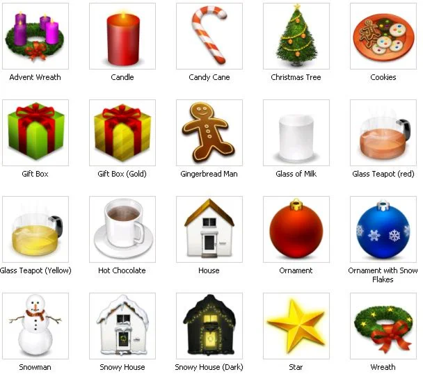 Зимняя коллекция красивых иконок (PNG) + БОНУС