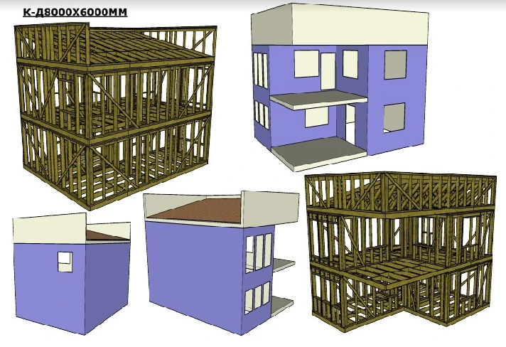 Project of a two-story frame house 8000x6000 mm