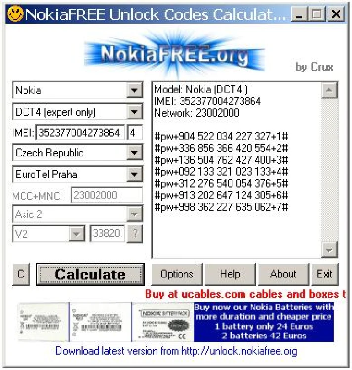 Nokia unlock codes calculator 3.10 (Unlocking your mobile phone!)