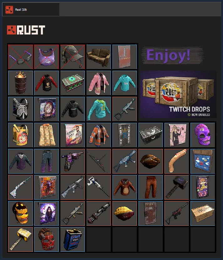 RUST SKINS 1 TWITCH DROPS | Round 2 3 4 5 | 47 ITEMS