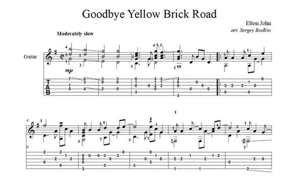 Goodbye Yellow Brick Road (Elton John) guitar cover
