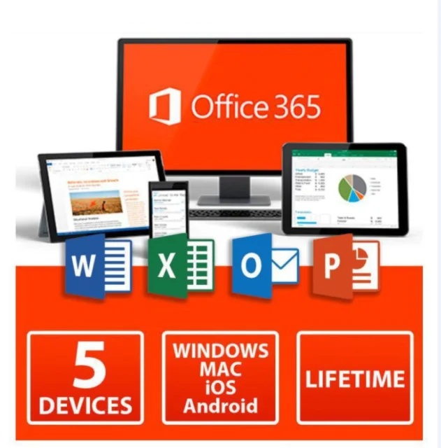 MS Office 365 accounts+password lifetime license 5 PC