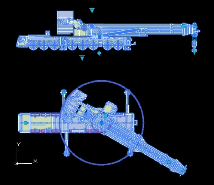 Dynamically changeable Liebherr  LTM 1500 crane unit