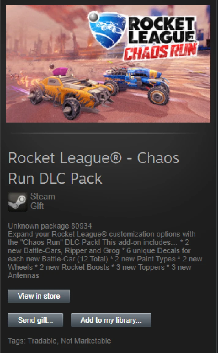 Rocket League Chaos Run DLC Pack Steam Gift Region Free