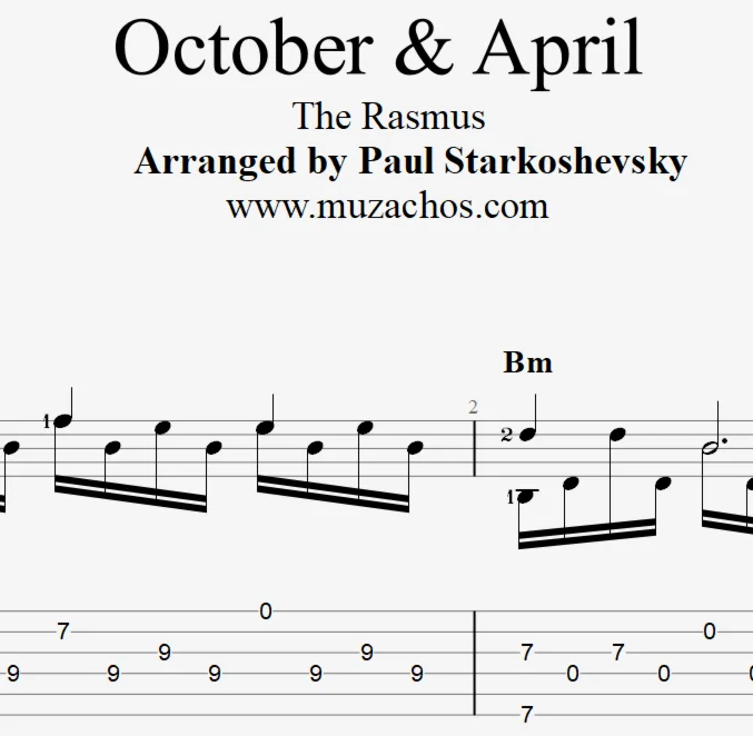 The Rasmus – October & April. Табы и ноты для гитары