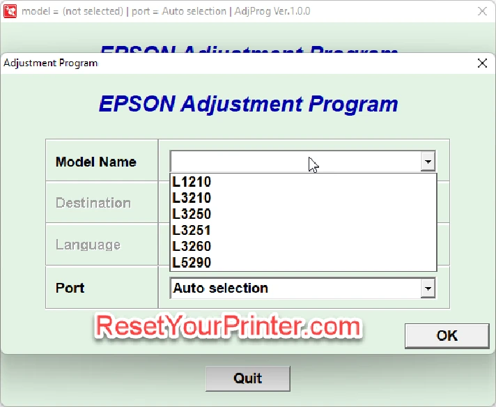 Reset Epson L3210 100%, Epson L3210 Adjustment Program