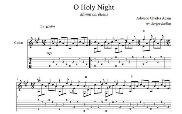 O Holy Night (Minuit chrétiens) для гитары
