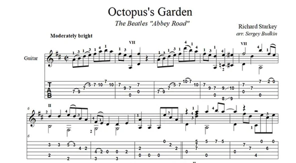 Octopus's Garden (The Beatles) для гитары