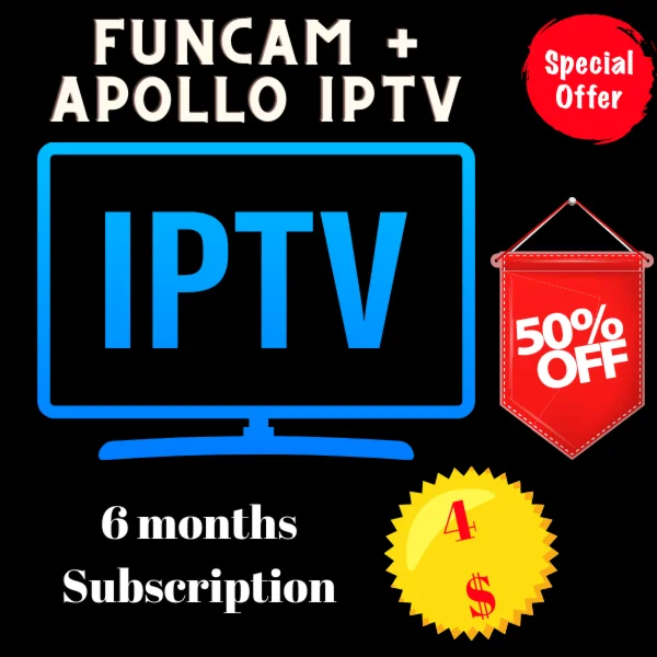 Funcam + appolo IPTV 6 months subscription