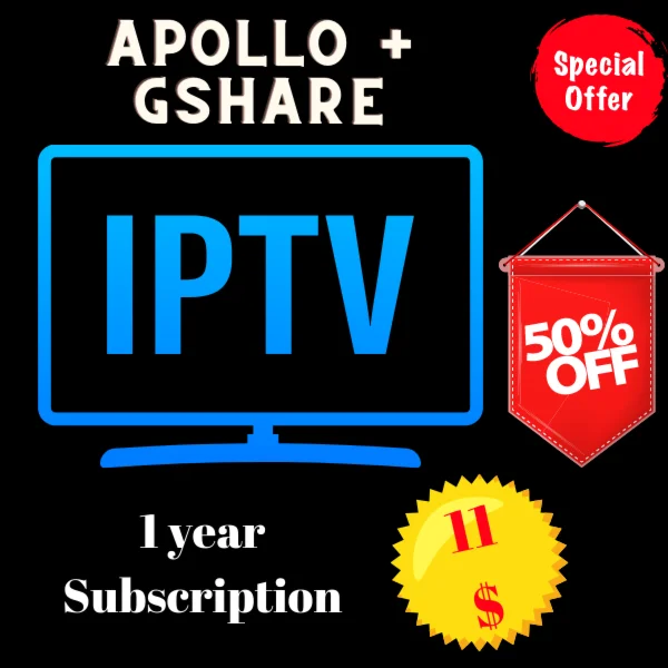 Gshare + Appolo IPTV Official 1 Year Subscription