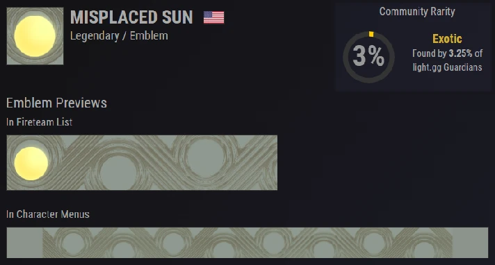 Destiny 2 Emblem Misplaced Sun PC/PS/XBOX