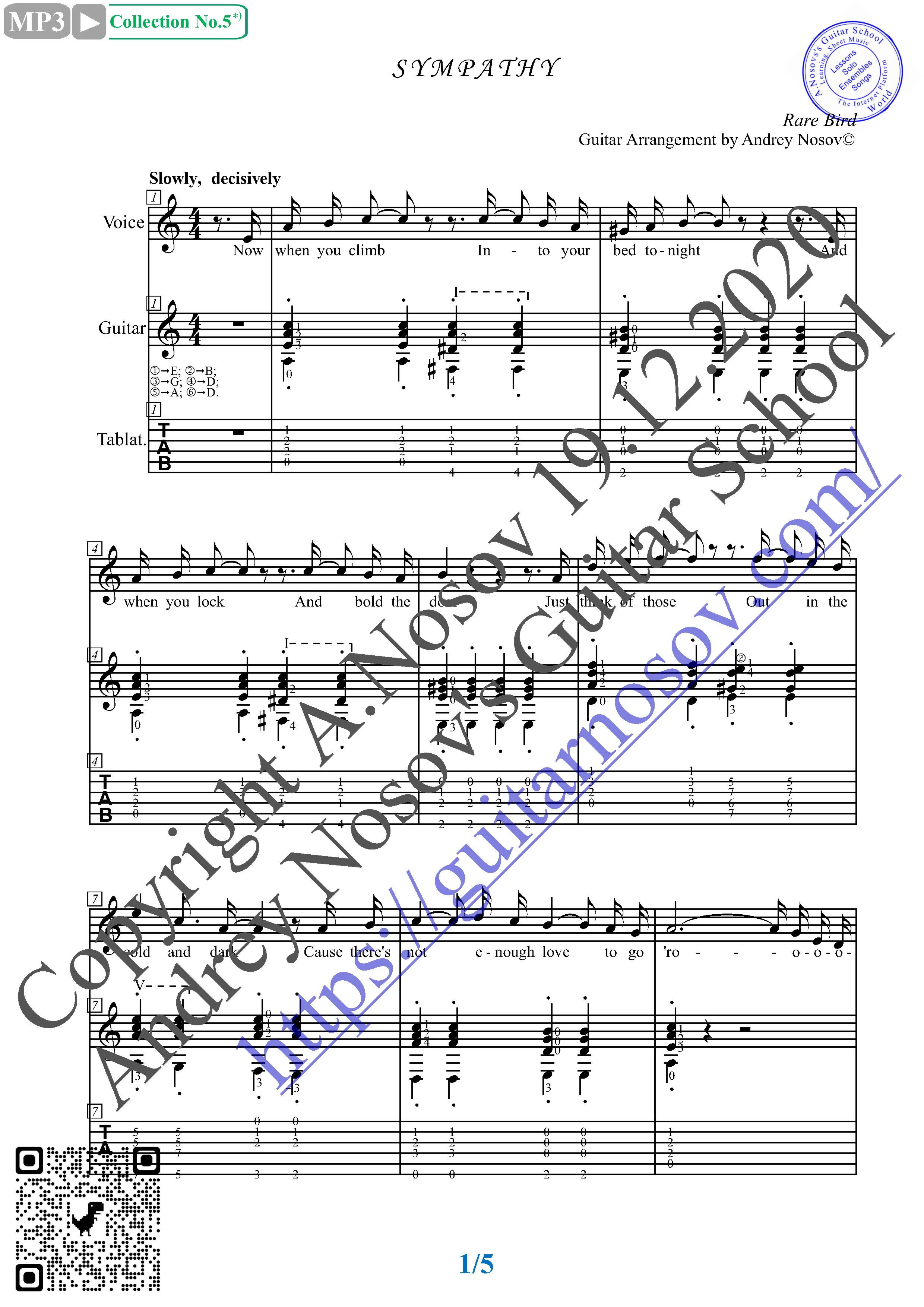 Sympathy_Bird (Vocals Guitar Sheet Music Tabs)
