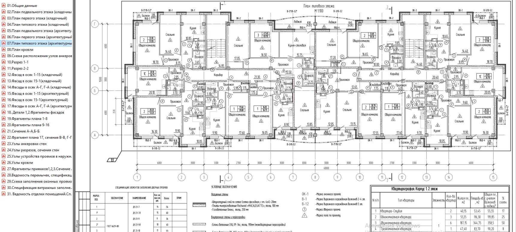 Working documentation - residential building 5 floors b