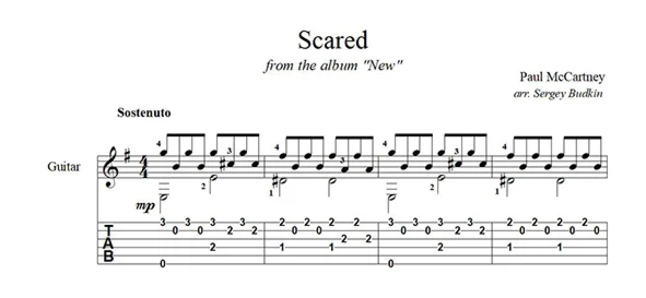 Scared (Пол МакКартни) для гитары