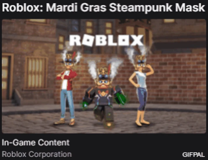 Roblox: Mardi Gras Steampunk Mask 🔑 Drop #4