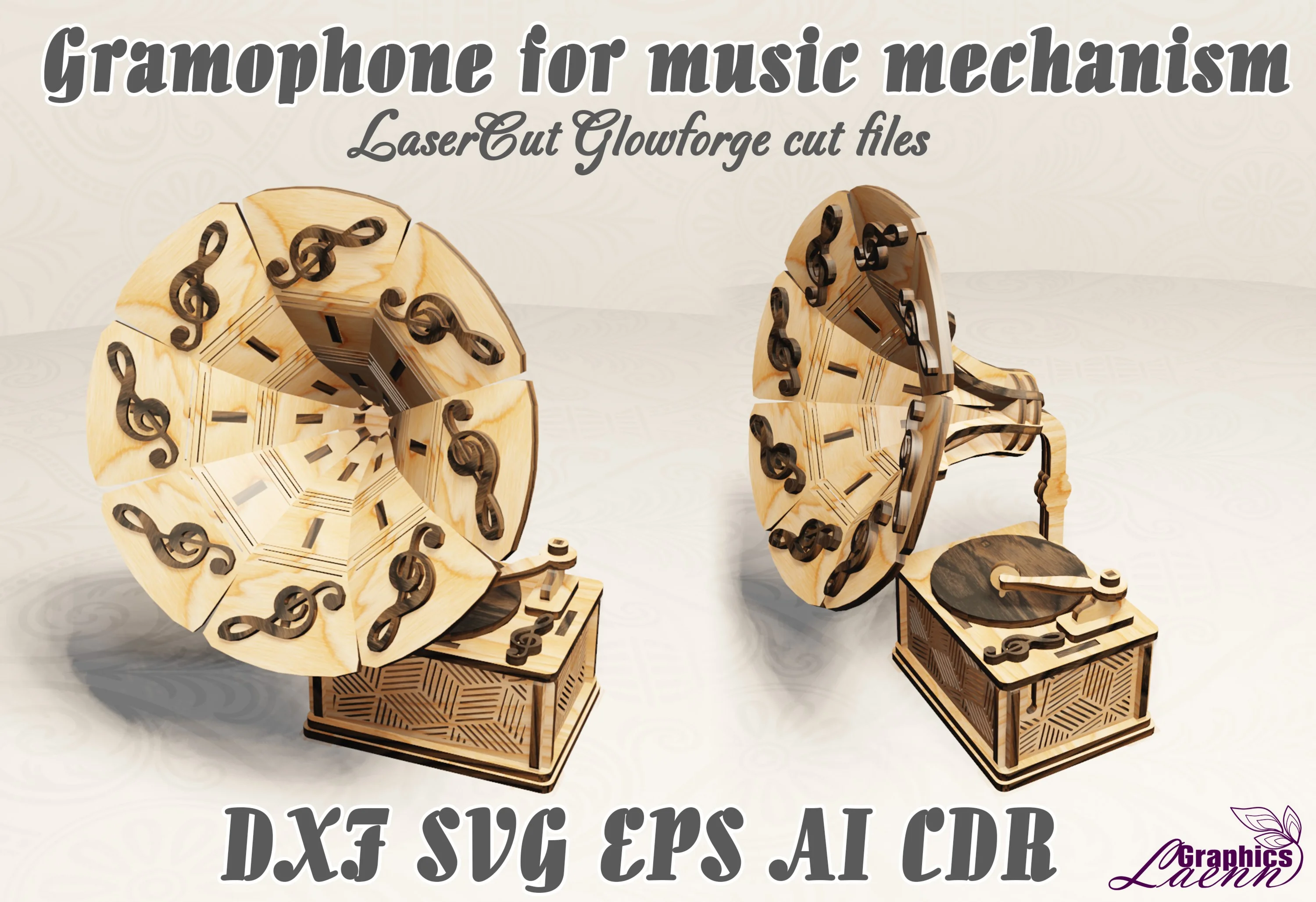 Граммофон DXF CDR, файлы для лазерной резки